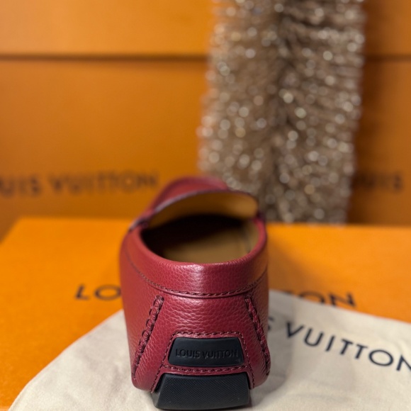 Louis Vuitton Red Leather Driving Loafers w/ LV Buckle - Picture 4 of 9